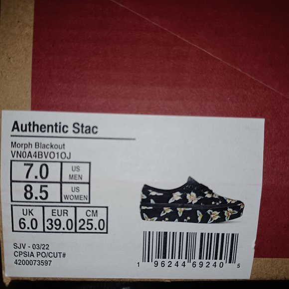 Vans Men's 7/W8.5 Authentic Stacked Morph Blackout Glow In The Dark VN0A4BVO1OJ - Picture 2 of 15